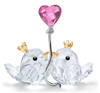 Swarovski Pink Heart Love Birds Decorative Object In Multicolored