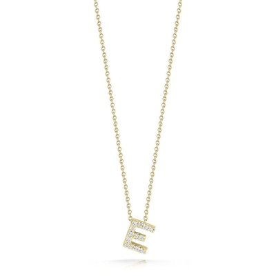 Roberto Coin 18k Yellow Gold 0.06ct Diamond Tiny Treasures Letter "e" Necklace - 001634aychxe In Yellow, Gold-tone