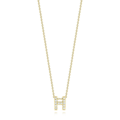 Roberto Coin 18k Yellow Gold 0.06ct Diamond Tiny Treasures Letter "h" Necklace - 001634aychxh In Yellow, Gold-tone