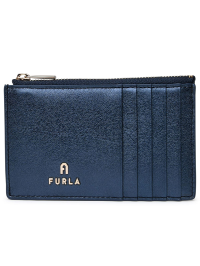 Furla Blu Leather Cardholder In Blue