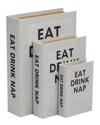 Peyton Lane Set Of 3 Light Gray Linen Storage Book In Gray