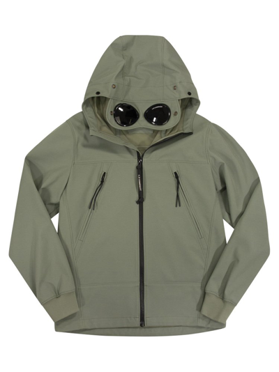 C.p. Company Kids' Goggle Hooded Jacket In Green