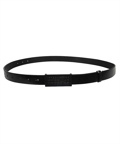 Mm6 Maison Margiela Label Logo Belt In Black