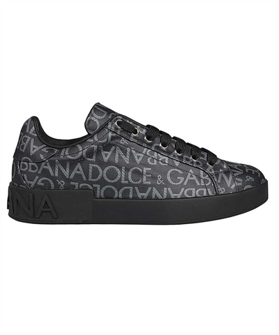 Dolce & Gabbana Black Logo Jacquard Trainers