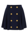 Balmain Button-detail Pleated Miniskirt In Blue