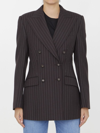 Dolce & Gabbana Dolce&gabbana Women Pinstriped Wool Jacket In Brown