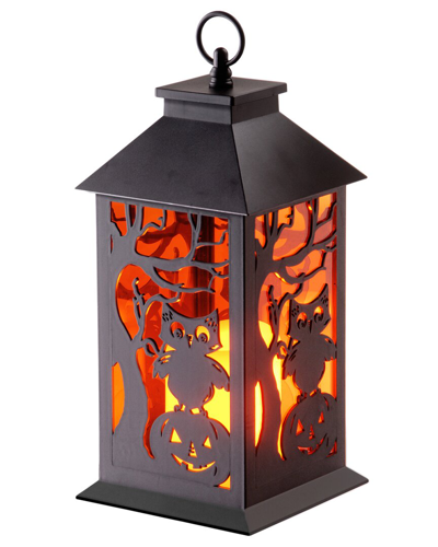 National Tree Company 12in Halloween Jack-o-lantern With Candle In Black