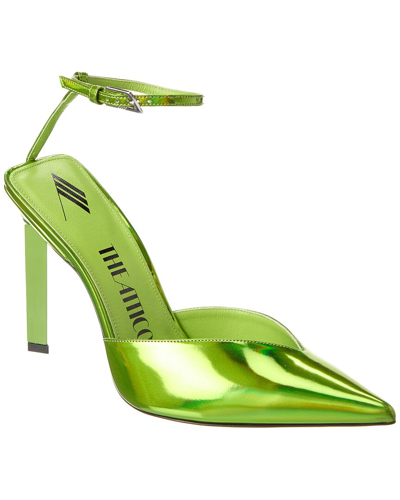 Attico Perine 120mm Faux-leather Slingback Pumps In Green