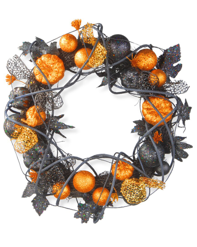 National Tree Company 20in Halloween Wreath In Orange