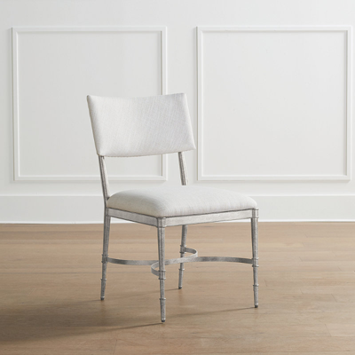 Frontgate Angelina Dining Chair In Silver,performance Linen Ivory