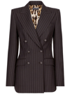 Dolce & Gabbana Double-breasted Pinstripe Wool Turlington Jacket In Brown