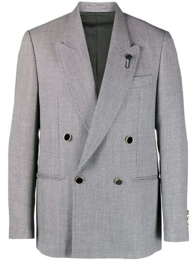 Lardini Double-breasted Wool Jacket In White