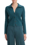 Vince Polo Button Cardigan In Blue