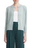 Vince Three Quarter Sleeve Wool & Cashmere Cardigan In Sea Mist