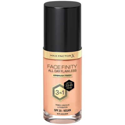 Max Factor Facefinity All Day Flawless 3 In 1 Vegan Foundation 30ml (various Shades) - N75 - Golden