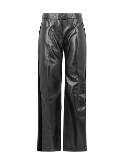 Tom Ford Flared Leather Trousers In Nero