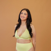 Onewith Swim Roxbury Plunge Neck Bikini Top In Green