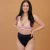 Onewith Swim Roxbury Plunge Neck Bikini Top In Pink