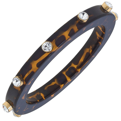 Canvas Style Renee Resin And Rhinestone Bangle In Tortoise In Brown