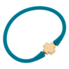 CANVAS STYLE BALI 24K GOLD PLATED CROSS BEAD SILICONE BRACELET IN TEAL
