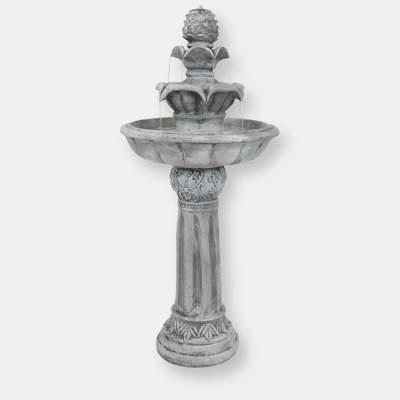 Sunnydaze Decor Solar Power Outdoor Water Fountain With Battery 42" Ornate Elegance Rustic In White