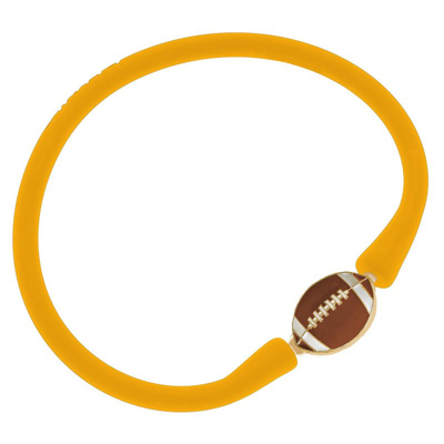 Canvas Style Enamel Football Silicone Bali Bracelet In Cantaloupe In Yellow