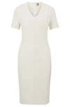 Hugo Boss V-neck Business Dress With Short Sleeves In White