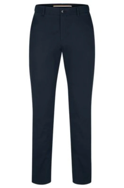 Hugo Boss Slim-fit Trousers In Stretch Cotton In Dark Blue