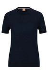 Hugo Boss Boss Falyssiasi Wool T-shirt Sweater In Dark Blue