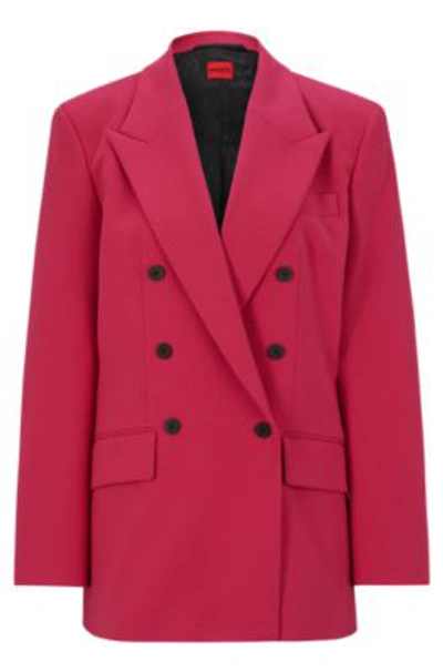 Hugo Relaxed-fit Jacket With Double-breasted Closure In Pink