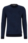 Hugo Boss Virgin-wool Sweater With Two-tone Monogram Jacquard In Dark Blue
