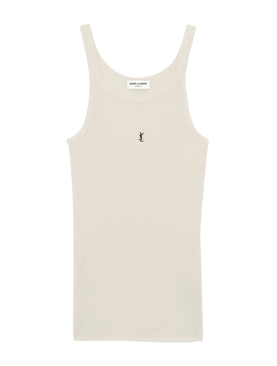 Saint Laurent Ribbed Tank Top In White