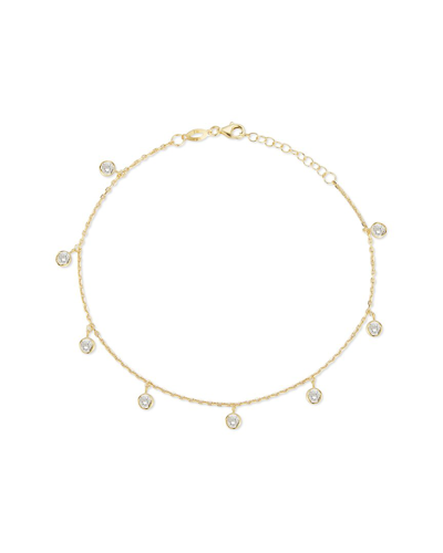 Glaze Jewelry Silver Cz Anklet In Gold