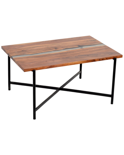Alaterre Rivers Edge 36in Acacia Wood And Acrylic Coffee Table In Brown