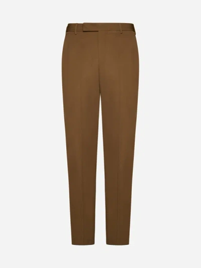 Pt Torino Camel Wool Trousers In Mid Brown