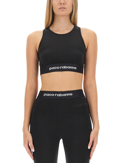 Paco Rabanne Tops With Logo In Black