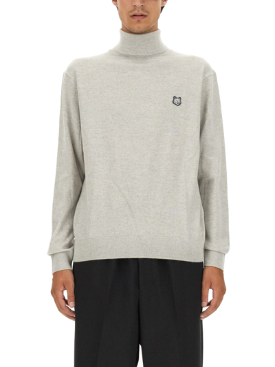 Maison Kitsuné Sweatshirt With Fox Patch In Grey