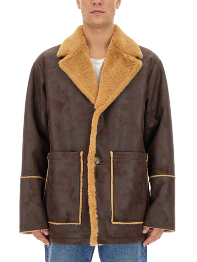 Séfr Sheridan Jacket Faux Shearling In Brown