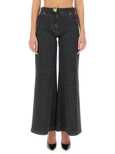 Moschino Jeans Wide Leg In Black