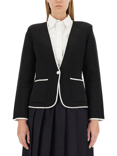 Thom Browne Wool-blend Ponte Jacket In Black