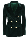 Tagliatore Jalicya Velvet Double-breasted Blazer In Green