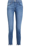 3X1 W3 CROPPED FRAYED HIGH-RISE STRAIGHT-LEG JEANS