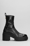 GIUSEPPE ZANOTTI VICENTHA LOW HEELS ANKLE BOOTS IN BLACK LEATHER