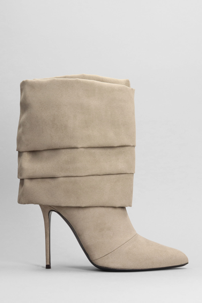 Giuseppe Zanotti High Heels Ankle Boots In Taupe Suede