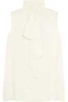 ALEXANDER MCQUEEN DRAPED PUSSY-BOW SILK-GEORGETTE BLOUSE