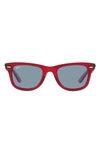 Ray Ban 52mm Square Sunglasses In Transparent Red
