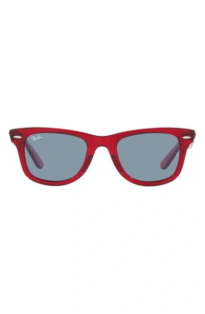 Ray Ban 52mm Square Sunglasses In Transparent Red