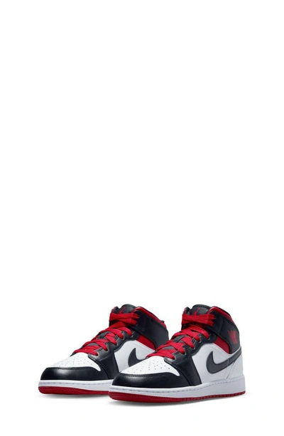 Nike Kids' Air Jordan 1 Mid Sneaker In White/ Gym Red/ Black