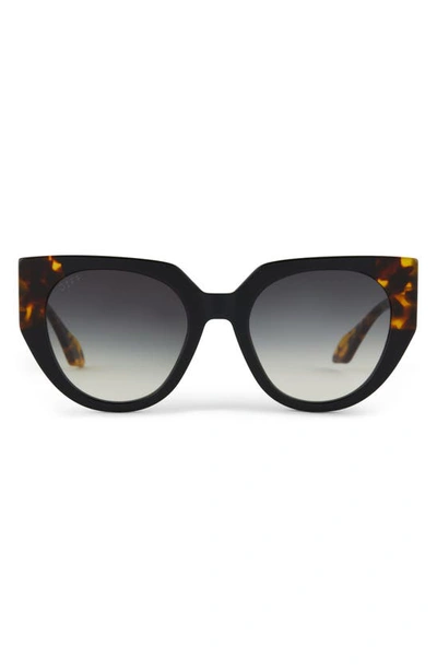 Diff Ivy 52mm Gradient Polarized Round Sunglasses In Grey Gradient