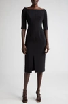 CAROLINA HERRERA CAROLINA HERRERA OFF THE SHOULDER CREPE SHEATH DRESS